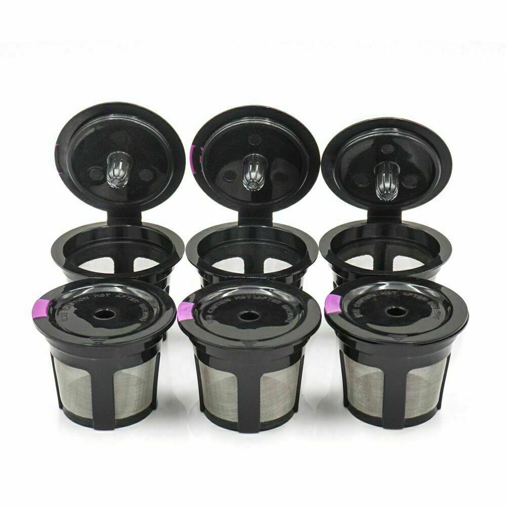 6 - Black Refillable Reusable Single K-cups Filter Pod For Keurig Coffee Makers