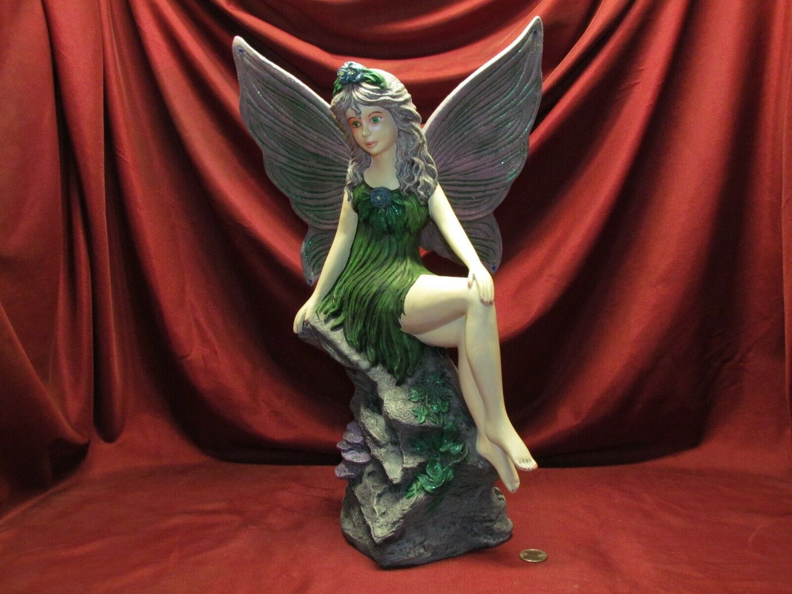 Large Woodland Fairy ~ Glittery ~ Hand Painted Bisque ~ Ready To Display