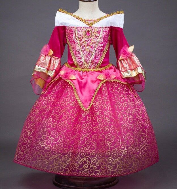 Sleeping Beauty Princess Aurora Party Dress Kids Costume Dress For Girls 2-10 Y