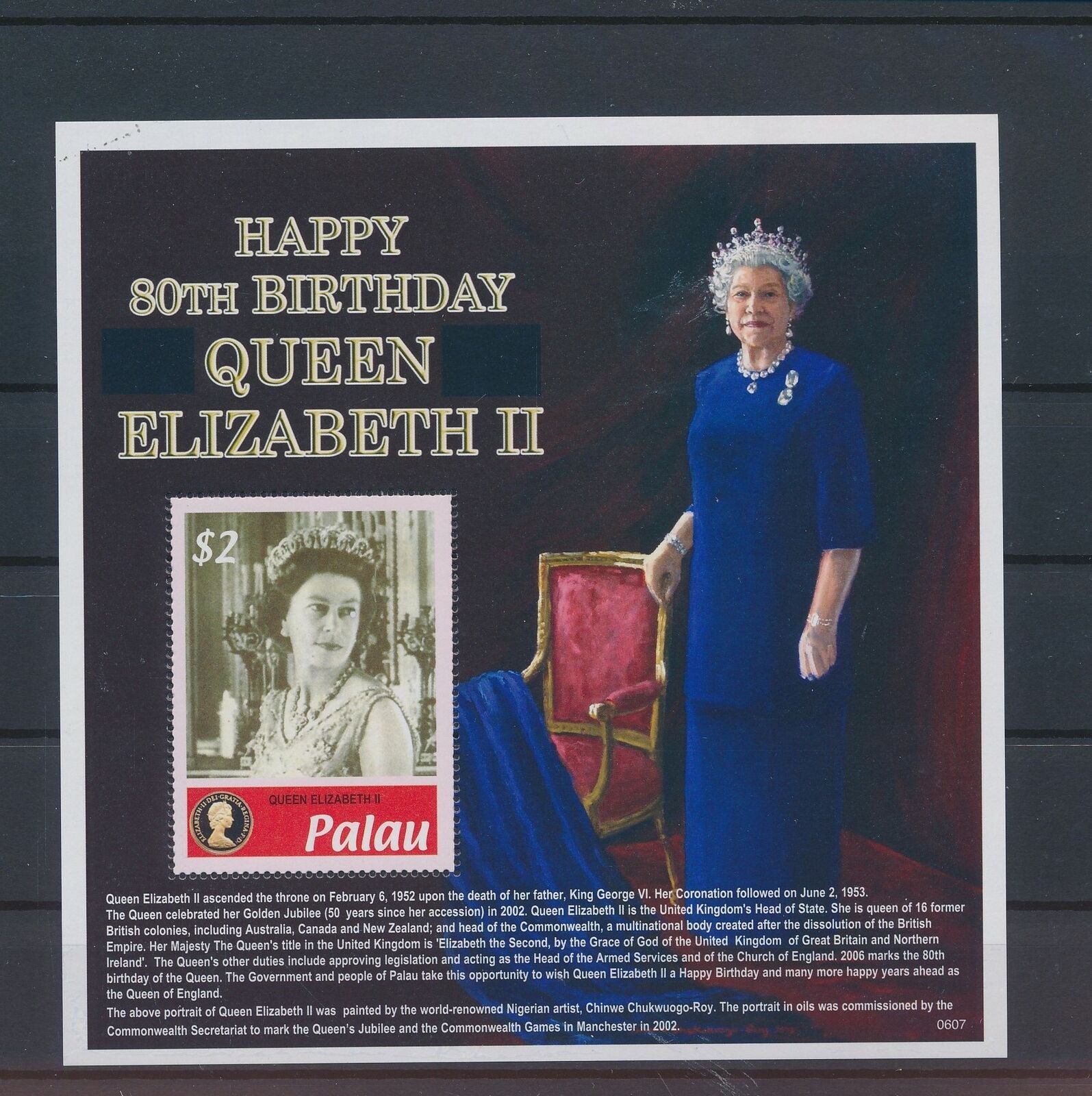 Lo41083 Palau Queen Elizabeth Ii Royalty Good Sheet Mnh