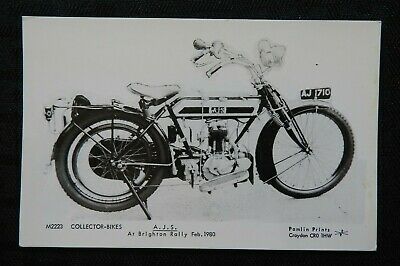 1910's "a. J. S." Motorcycle Postcard Brighton Rally Indian Thor Rppc Pamlin
