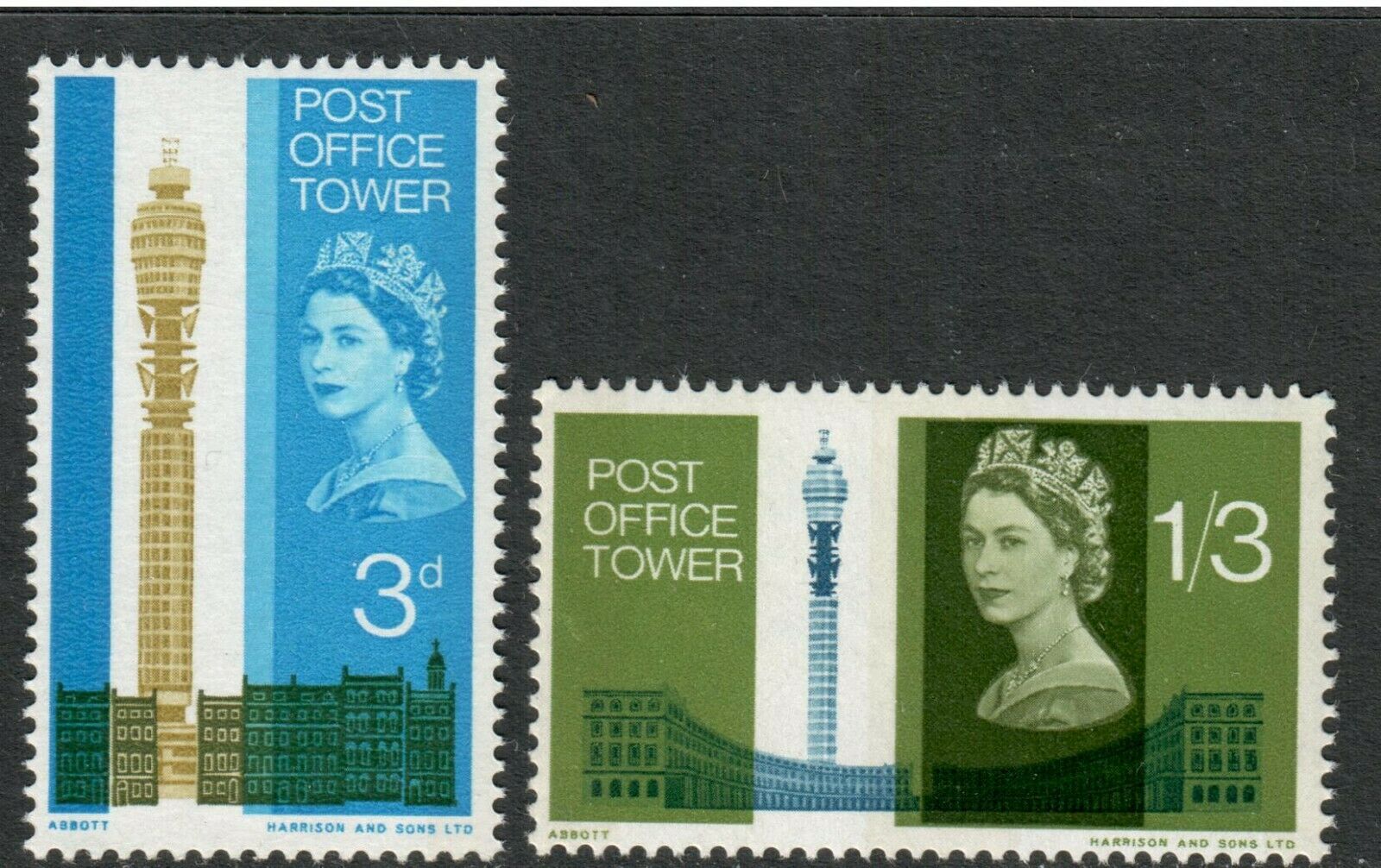 Uk , Great Britain # 438 - 439 Post Office Tower , F-vf Og Nh - I Combine S/h