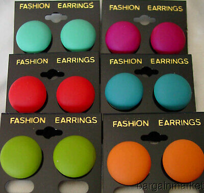 Wholesale Lot 6 Pairs Round Fashion Colorful Button Style Post Earrings