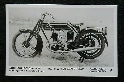 1922 "light Solo" Sunbeam Motorcycle Postcard Indian Harley Davidson Thor Rppc