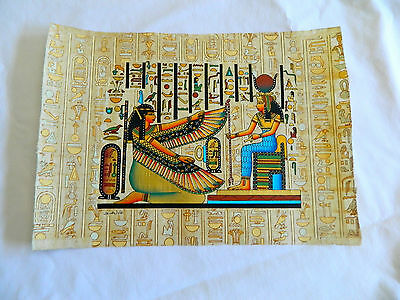 Egyptian Papyrus Paper Painting Maat & Hathor Hieroglyphic Background 9"x13"