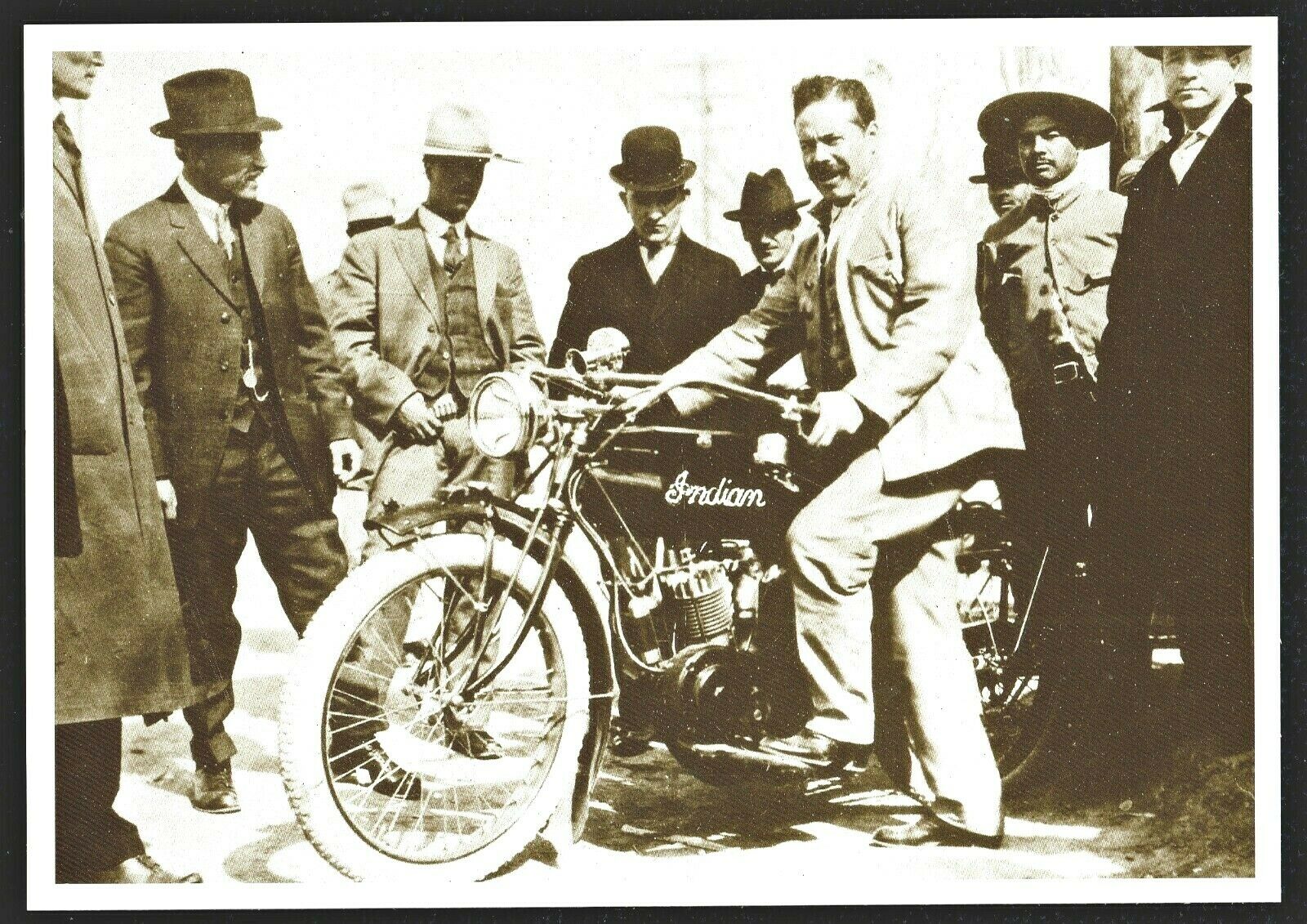 ⫸ 969 Postcard Pancho Villa On Indian Motorcycle - 1914 Photo, Underwood