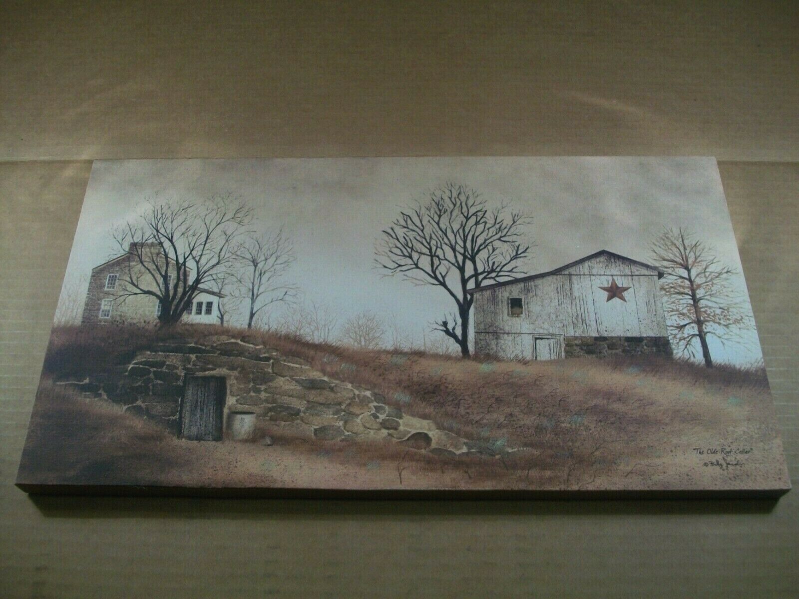 Primitive, Rustic Stretch Canvas Painting "the Olde Root Cellar" By Billy Jacobs