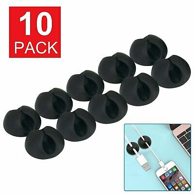 10 Cable Clip Grip Desk Wall Organizer Desktop Wire Cord Type Usb Charger Holder