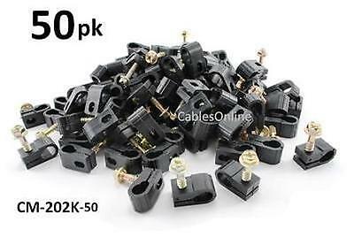 50-pack Black Single Grip-clip Screw In Cable Clamp Clip Holders - Cm-202k-50