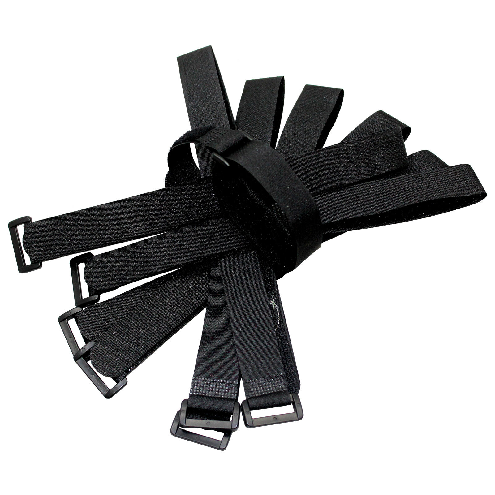 10 Pcs 20" By 1" Black Wrap Cable Ties Wire Cord Straps Reusable Hook & Loop