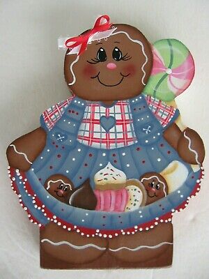Hand Painted Gingerbread Candy Girl Shelf Sitter