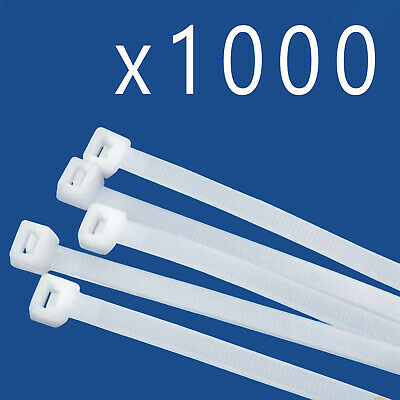1000 Pack Lot Pcs Qty - 8" Inch Nylon Cable Zip Wire Tie 40 Lbs - Natural White