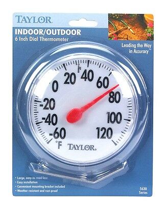 #5630 New 6" Taylor Indoor Outdoor Round Dial Thermometer W/ Mounting Bracket!!!