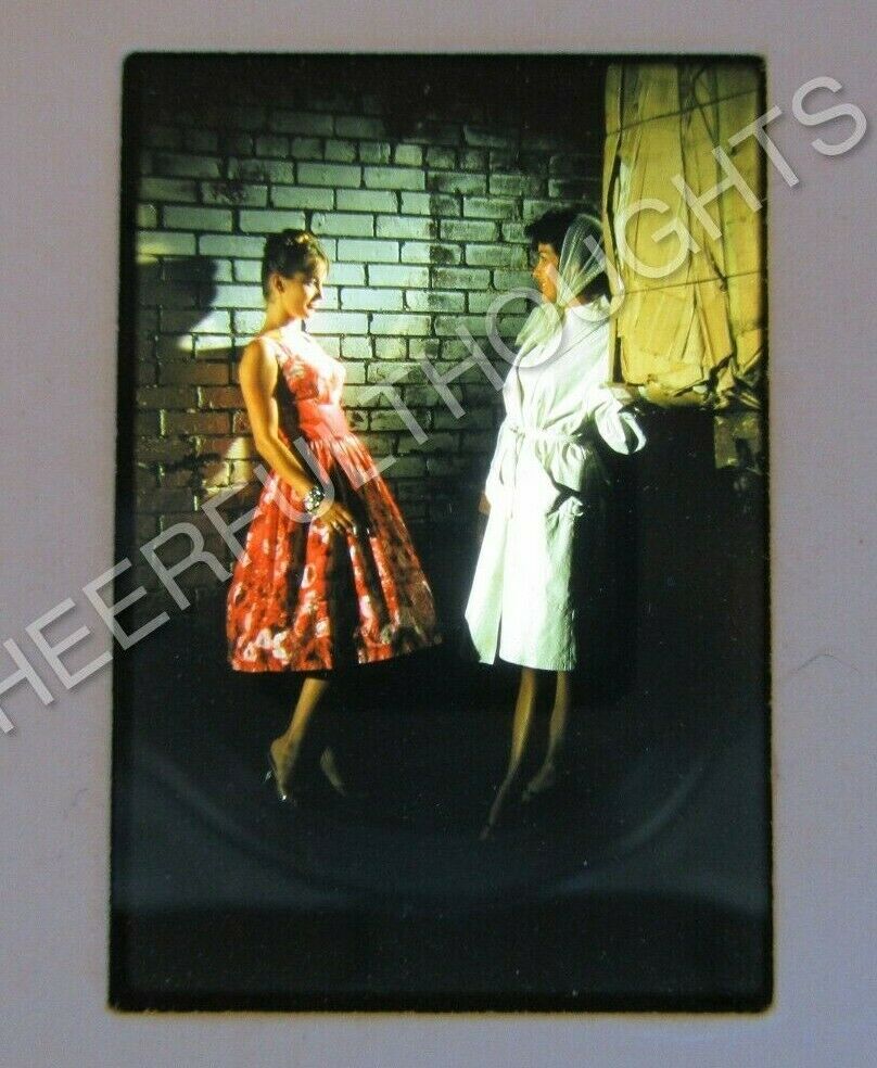 Original '60 Kodachrome Slide Pin Up Models Noir Red Dress Model    20w3
