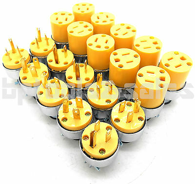 (20) Male & Female Extension Cord Replacement Electrical Plugs 15amp 125v End