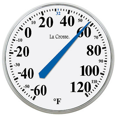 104-114 La Crosse 13.5" Indoor/outdoor Dial Thermometer With Key Hider - White