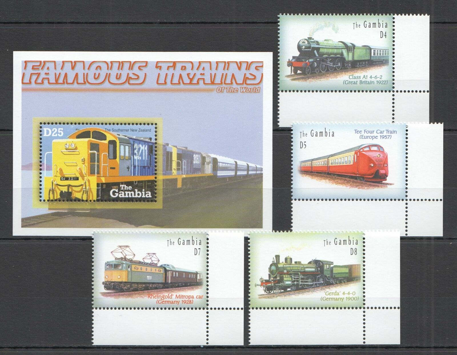 S0651 Gambia Transport Famous Trains Of The World Bl+set Mnh