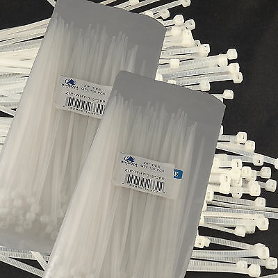 New White 200 Pcs. 8 Inch Zip Ties Nylon 40 Lbs Uv Weather Resistant Wire Cable