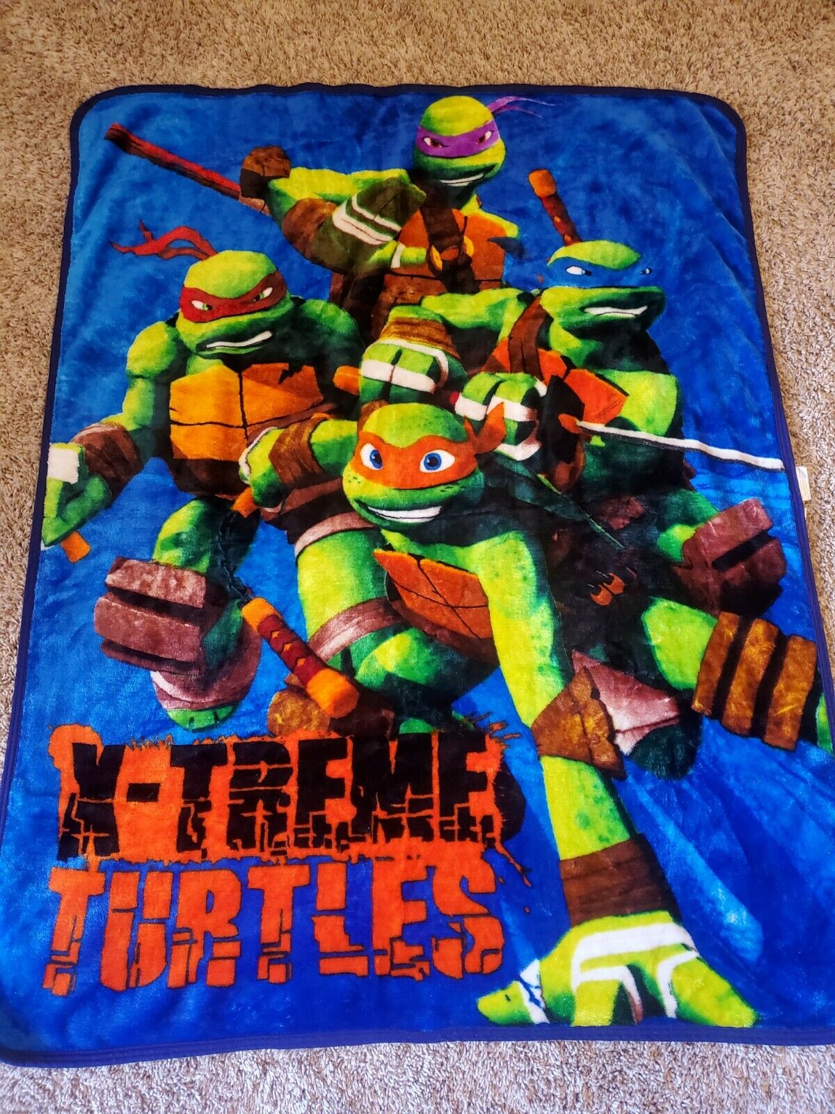 X-treme Turtles Tmnt Northwest Nickelodeon Throw Blanket Euc  48" X 39"