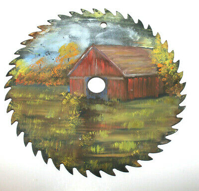 Hand Painted Autumn Barn Scene Cirular Saw Blade Patsy Smith Louisville, Il