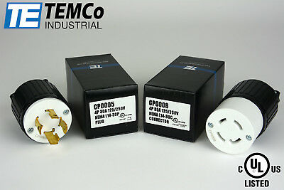 Temco Nema L14-30p / L14-30r Plug Set 30a 125/250v Locking Ul Listed / Generator