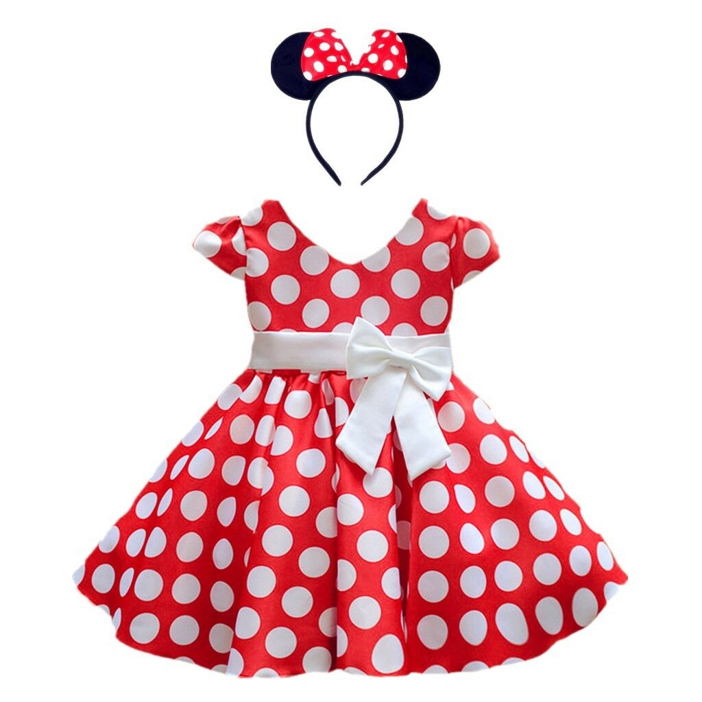 Dh Girls Toddlers Cap Sleeves Skirt Vintage Polka Dot Dress With Headband 2-10y