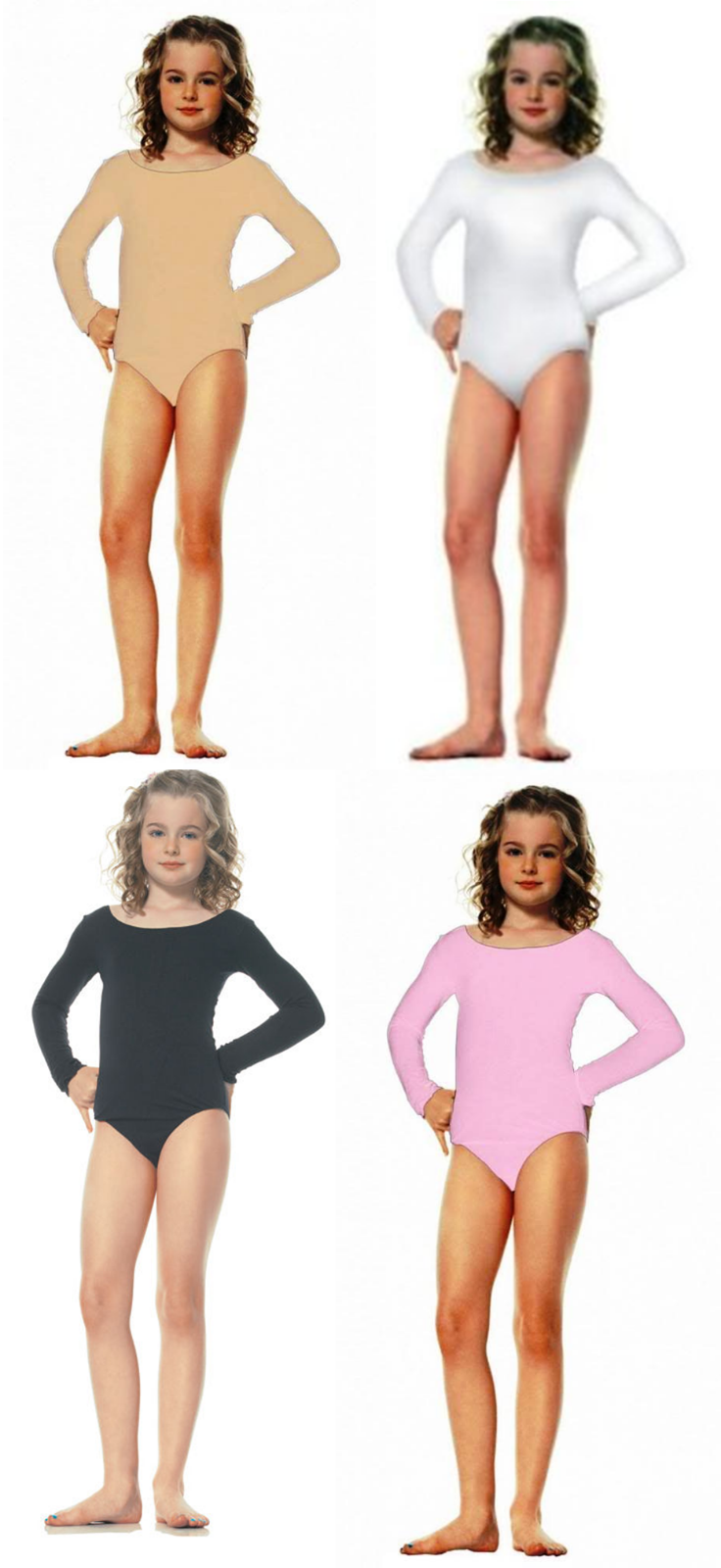 Child Kids Girls Long Sleeves Bodysuit Leotard Unitard Ballet Dancer Gymnastics