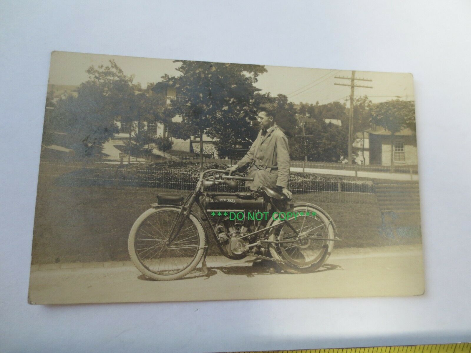 Original Real Photo Postcard (rppc) The Flying Merkel Motorcycle (rare) (a)