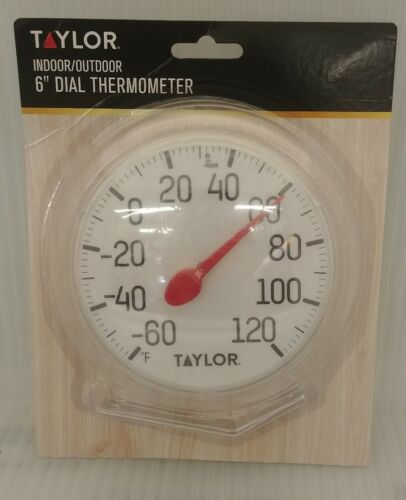 Taylor  Indoor/outdoor Thermometer 6" Diameter  Easy Read With Mounting Bracket