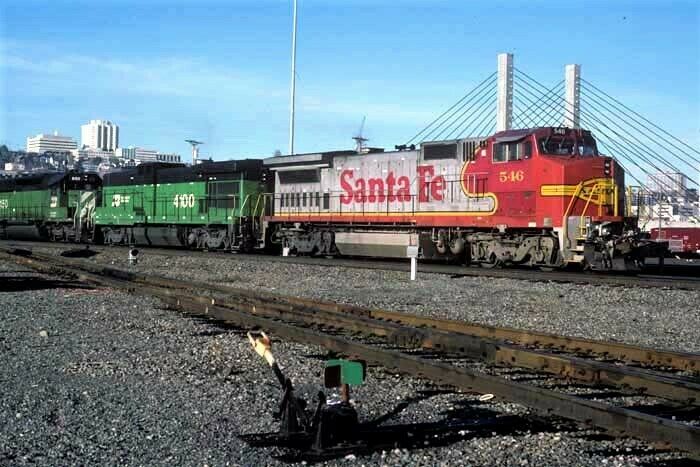 Atsf 546 Gp60m @ Tacoma, Wa_dec 17, 1996__original Train Slide