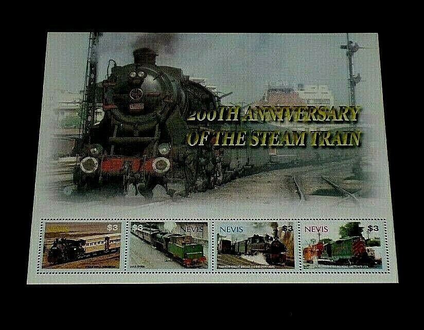 Topical, Trains, Nevis, 2004, 200th Anniversary, Sheet/4, Mnh, Nice Lqqk