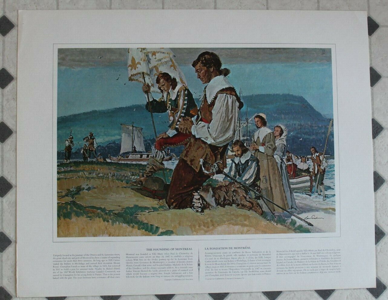 Canadian Historical Print, Confederation Life Collection 'founding Of Montreal"