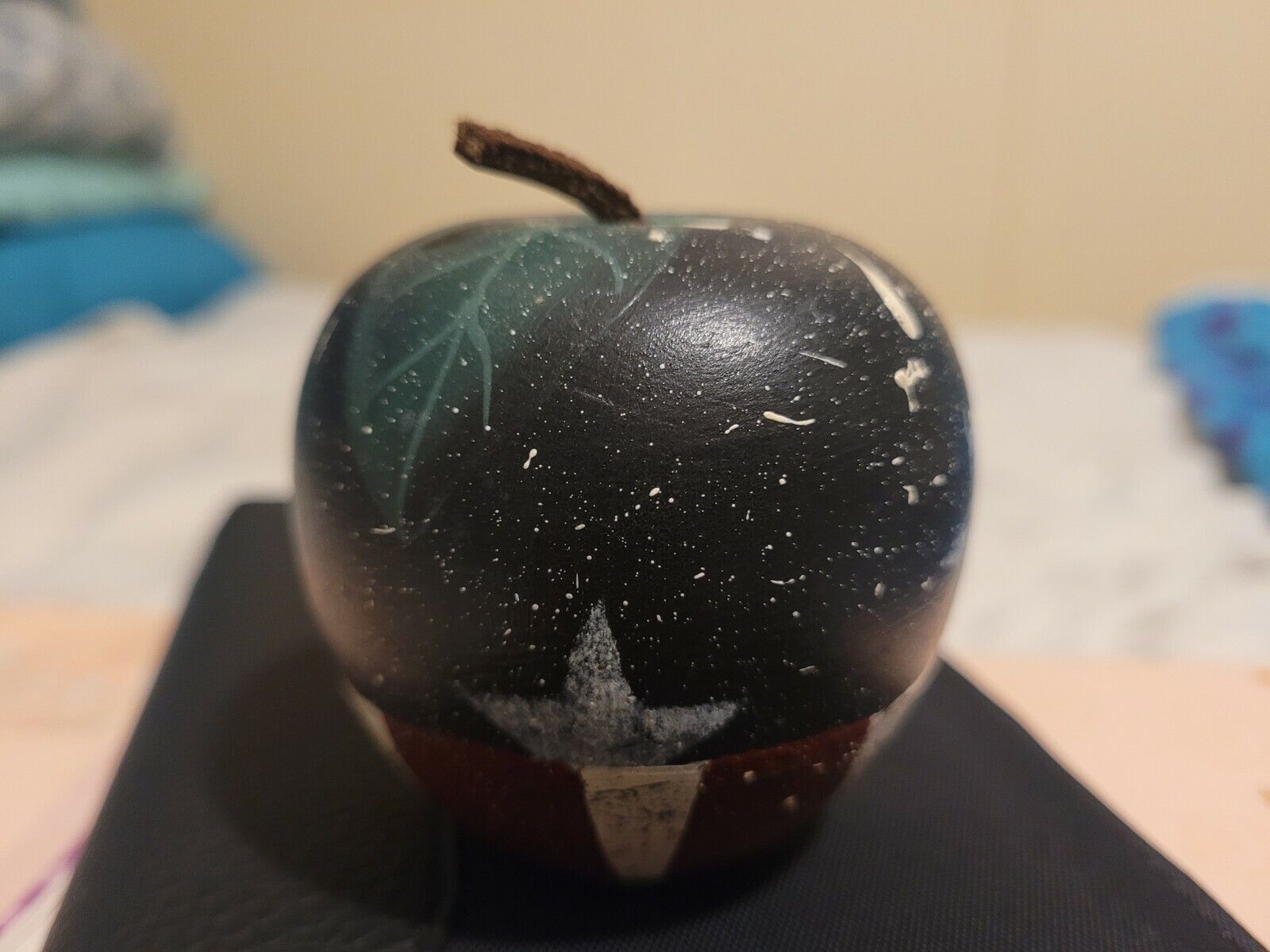 Hand Painted Patriotic Wooden Apple