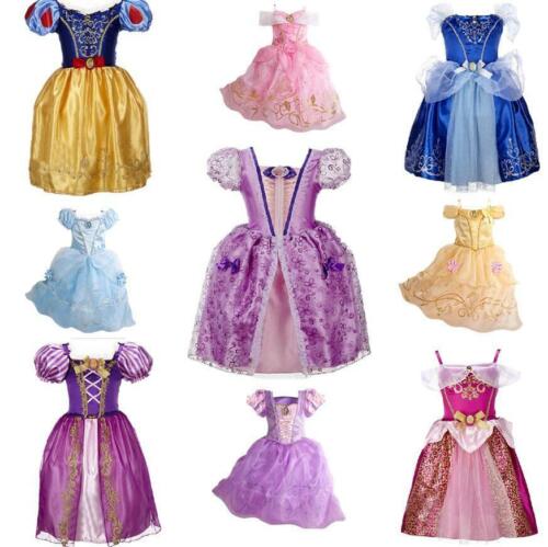 Kids Girls Costume  Princess Fairytale Dress Up Belle Cinderella Aurora Rapunzel