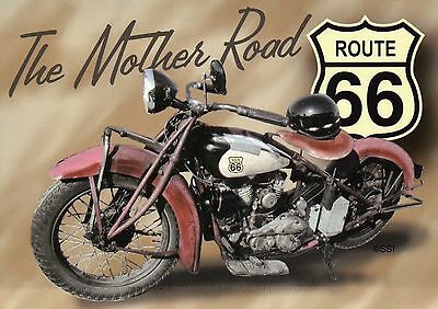 Route 66, The Mother Road 11-11-1926 Till 6-27-1985, Motorcycle, Usa -- Postcard