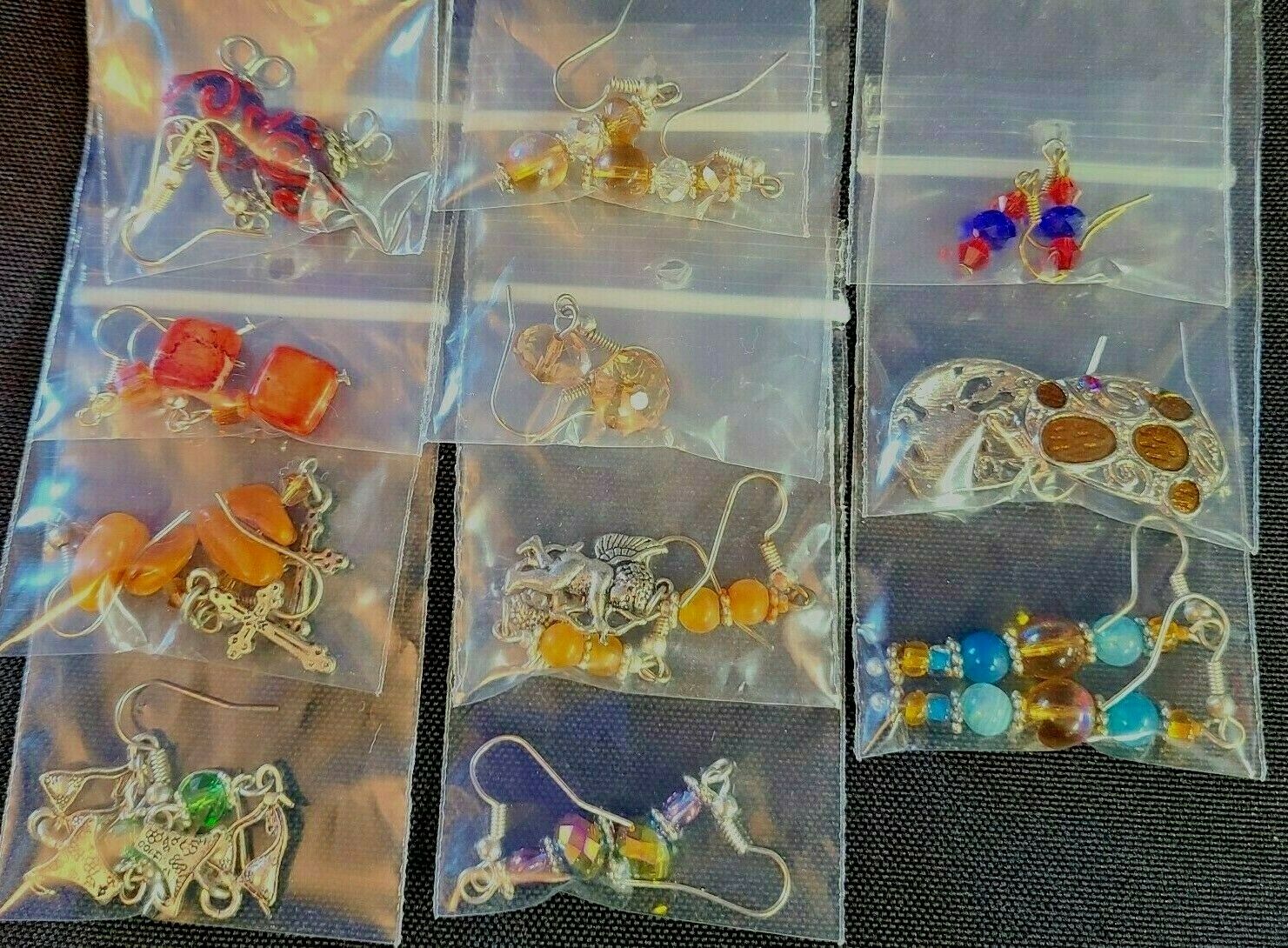 Wholesale Lot 11 Pairs Of Hand Crafted Beaded Earrings - Craft Sale Ready