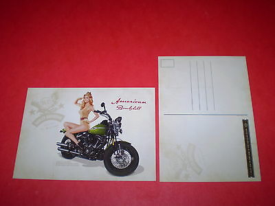 Harley Davidson Usa Military Postcard Cross Bones Motorcycle Vtg Marisa Miller
