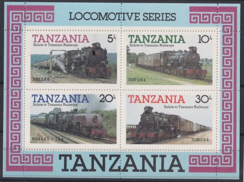 F-ex21598 Tanzania Mnh 1985 Railroad Railways Ferrocarril Train Locomotive.