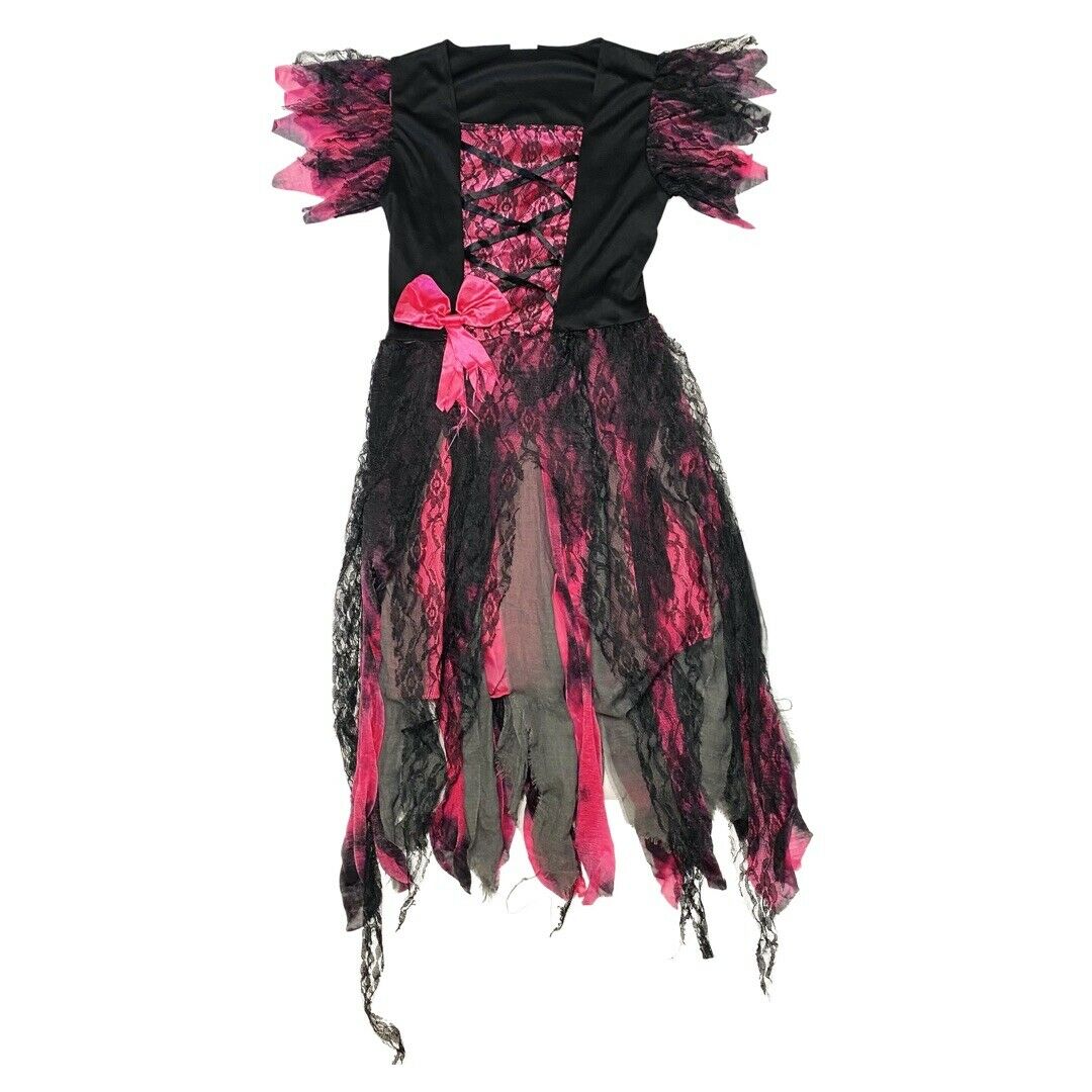 Dark Princess Zombie Girls Costume Dress Up Halloween Black Pink Size Xl 16 18