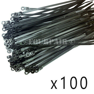 100 Pcs Lot - 8" Uv Mount Head Screw Nail Hole Cable Zip Wire Tie 50 Lbs - Black