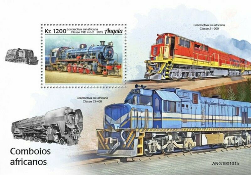 Angola - 2019 South African Trains - Stamp Souvenir Sheet - Ang190101b