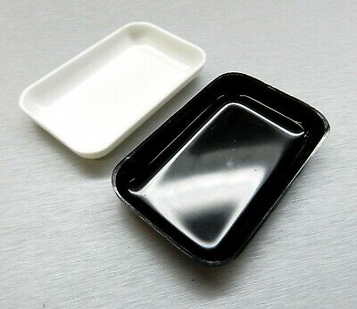 White & Black Plastic Tray Beads Gemstones 2 Small Open Trays Sorting Collection