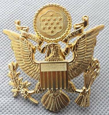 Us Army Officer Cap Eagle Badge Insigia Gold 1-3/4" Lapel Hat Pin
