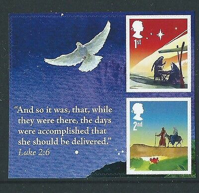 Great Britain 2015 Christmas Pair With Bird Elliptical Perforation