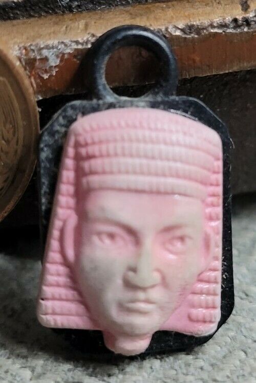 Vintage Plastic Pink Ancient Egyptian Man Gumball Charm Prize Jewelry