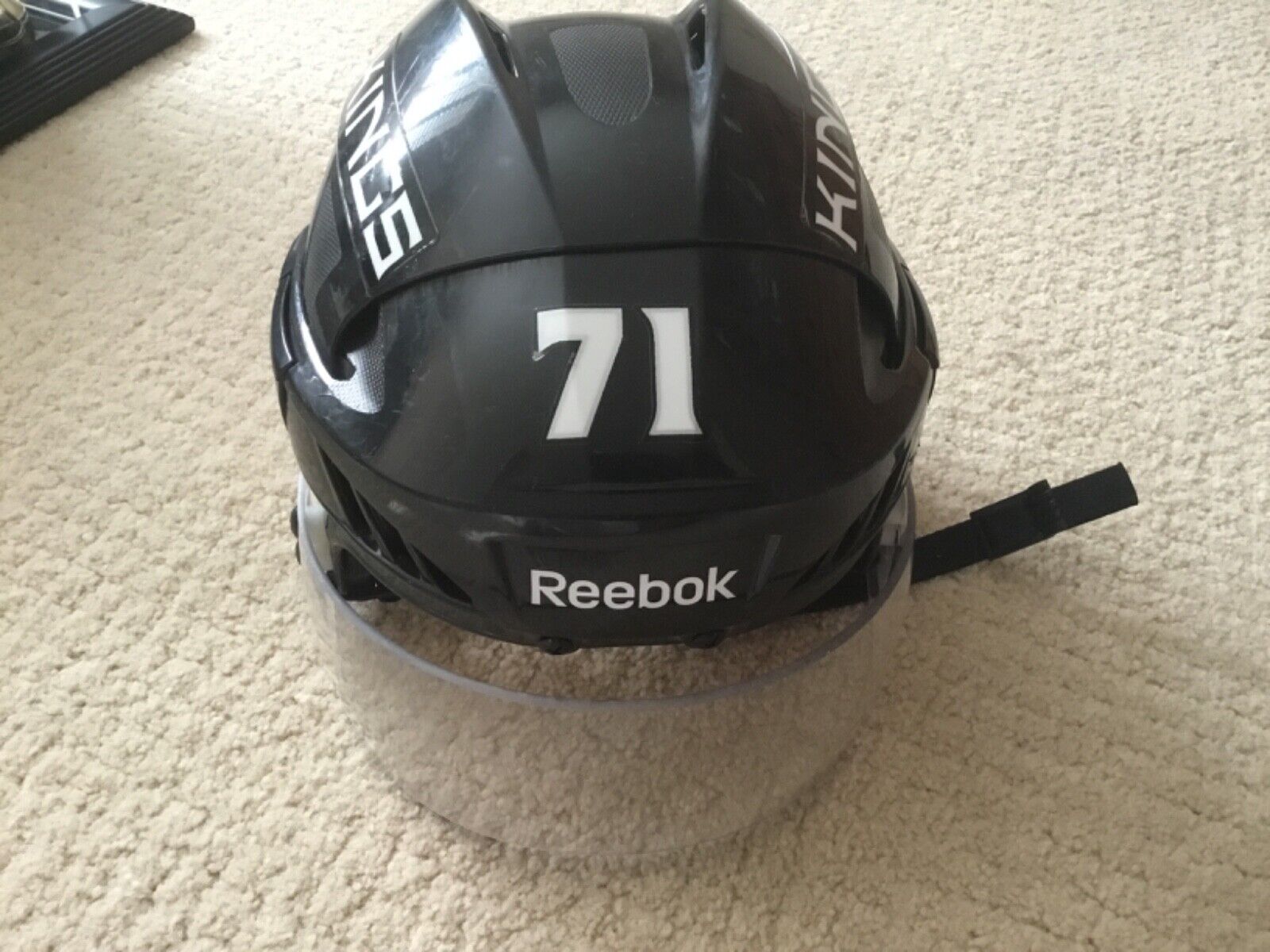 Jordan Nolan #71 La Kings Game Used Home Helmet 2014-15 Mei Gray Group Loa
